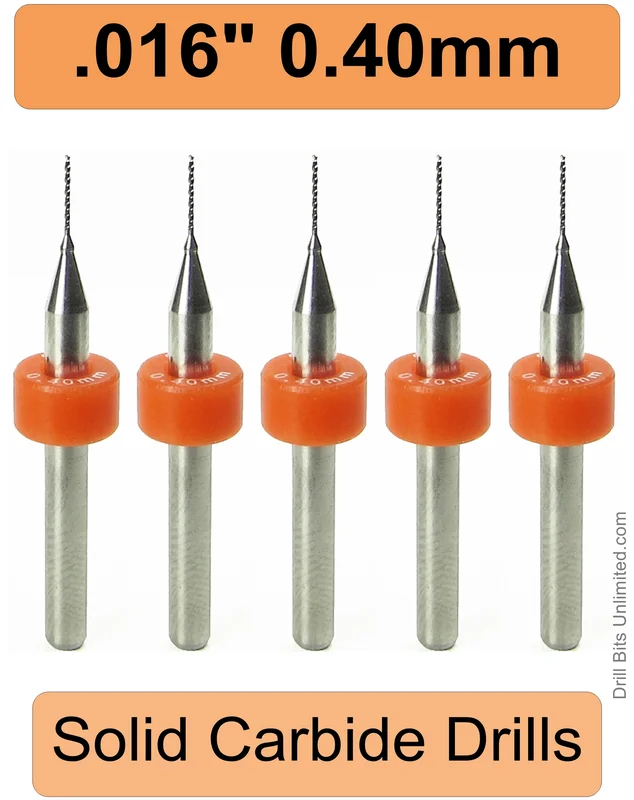 0.0160" (0.4mm, #78) Solid Carbide PCB Drill Bit Set, 5-Piece, 1/8" Shank