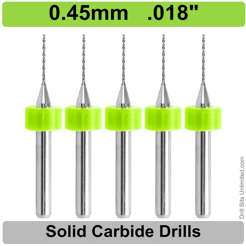 0.0180" (0.45mm, #77) Solid Carbide PCB Drill Bit Set, 5-Piece, 1/8" Shank
