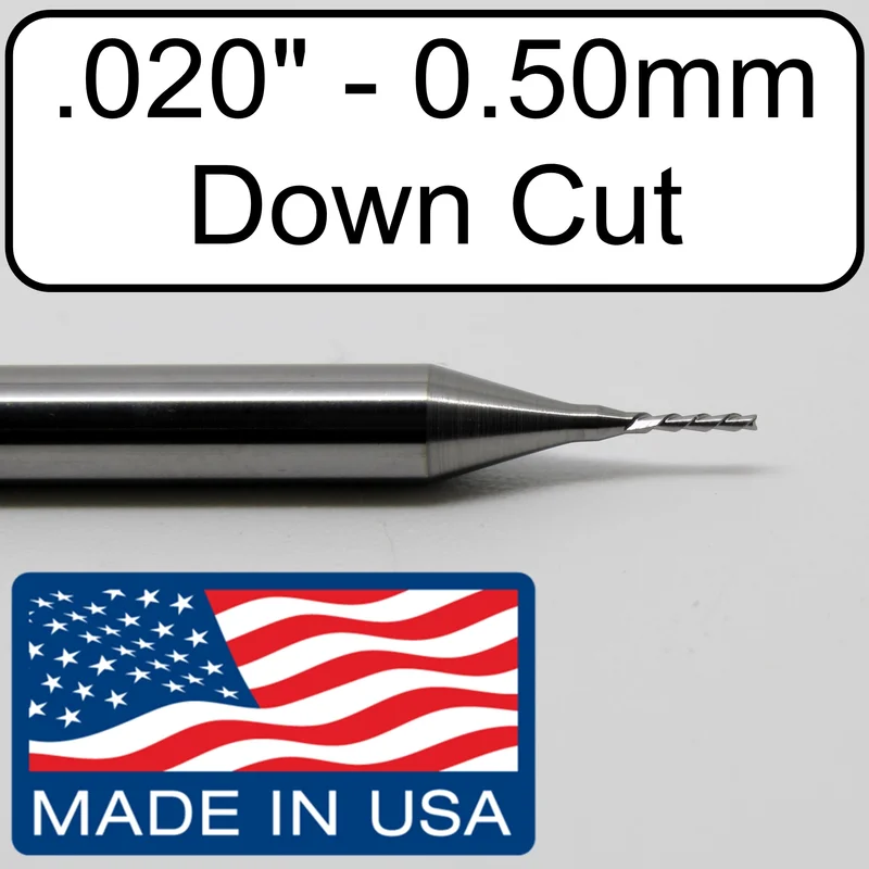 0.0200" (0.50mm) 2-Flute Down Cut Square End Carbide End Mill M151
