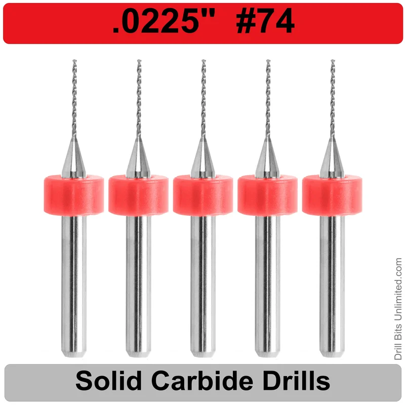 0.0225" (#74) Solid Carbide PCB Drill Bit Set, 5-Piece, 1/8" Shank