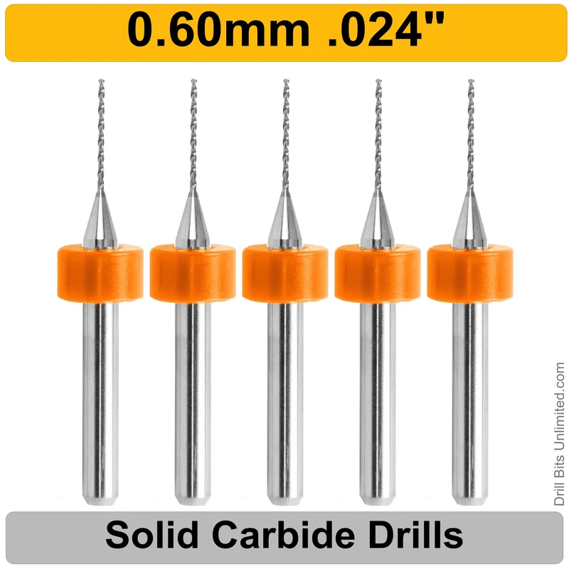 0.0230" (0.6mm, #74) Solid Carbide PCB Drill Bit Set, 5-Piece, 1/8" Shank
