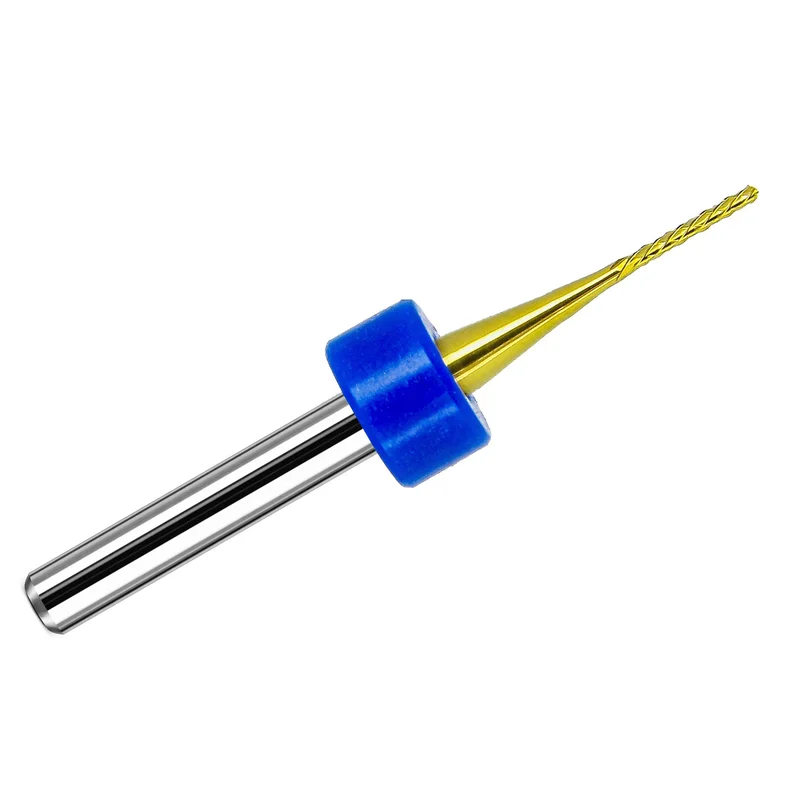 0.0312" (1/32) Diamond Flute Carbide Router, .250" LOC, Down Cut, Fish Tail, 1/8" Shank TiN R183
