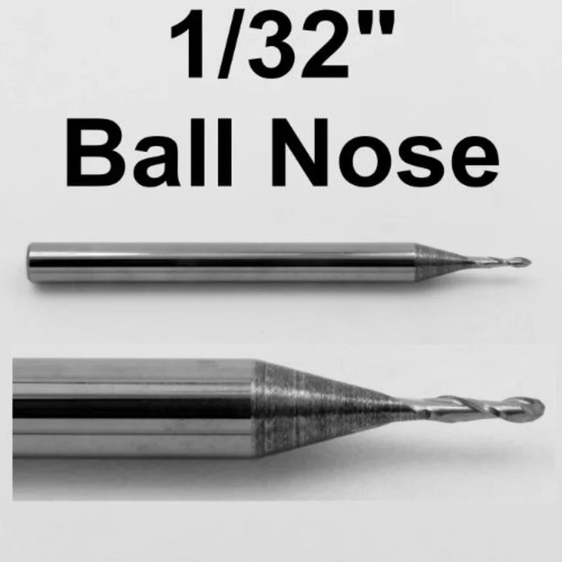0.0312" (1/32") x .200" LOC Ball Nose 2-Flute Carbide End Mill M136A