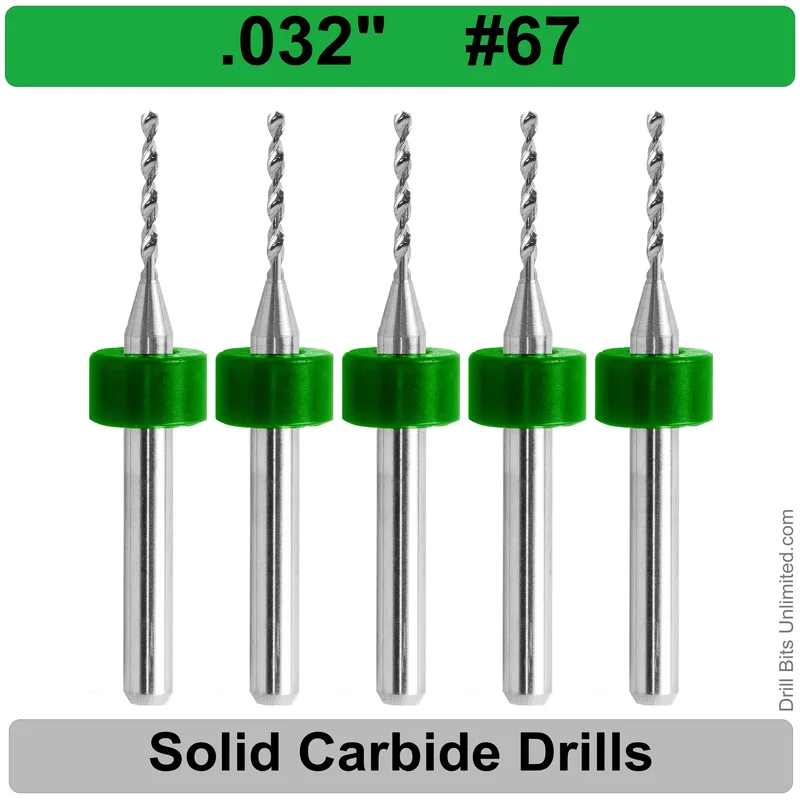 0.0320" (#67) Solid Carbide PCB Drill Bit Set, 5-Piece, 1/8" Shank