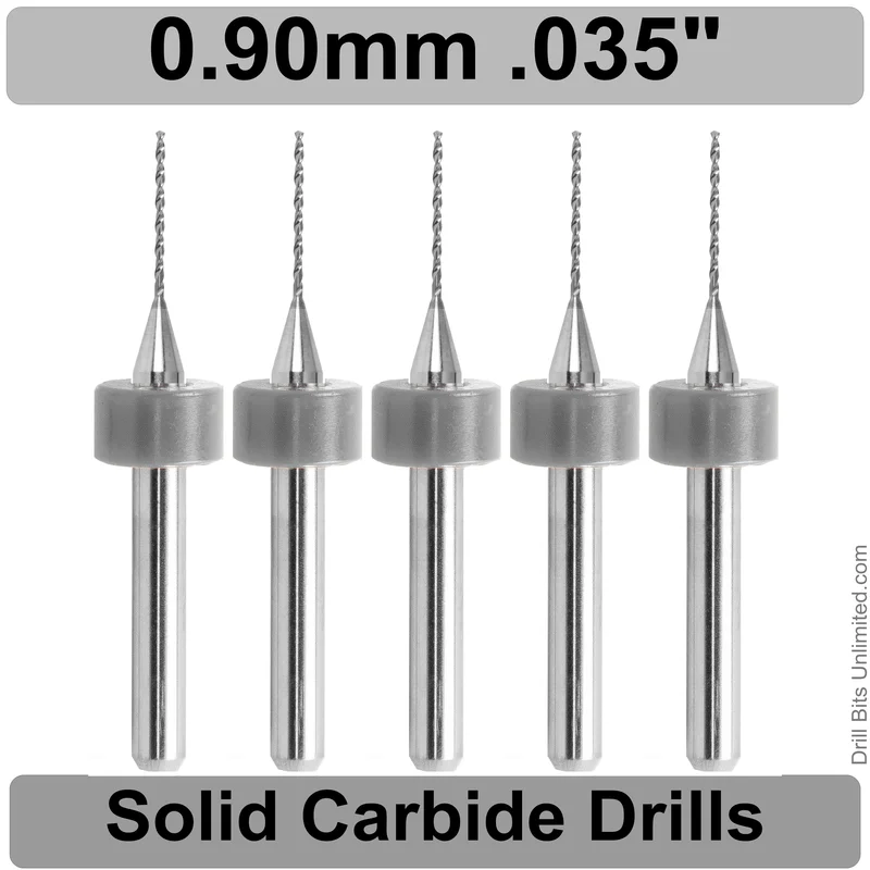 0.0350" (0.9mm, #65) Solid Carbide PCB Drill Bit Set, 5-Piece, 1/8" Shank