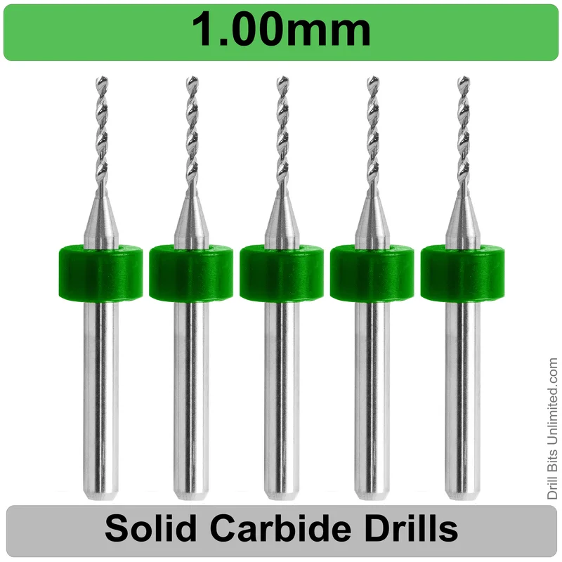 0.0390" (1mm, #61) Solid Carbide PCB Drill Bit Set, 5-Piece, 1/8" Shank