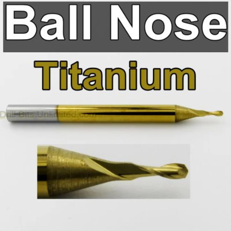 0.0394" (1.00mm) Ball Nose Carbide End Mill Titanium Coated M140