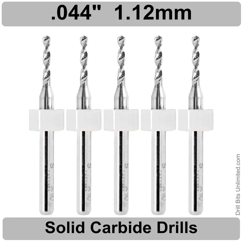 0.0440" (1.12mm) Solid Carbide PCB Drill Bit Set, 5-Piece, 1/8" Shank