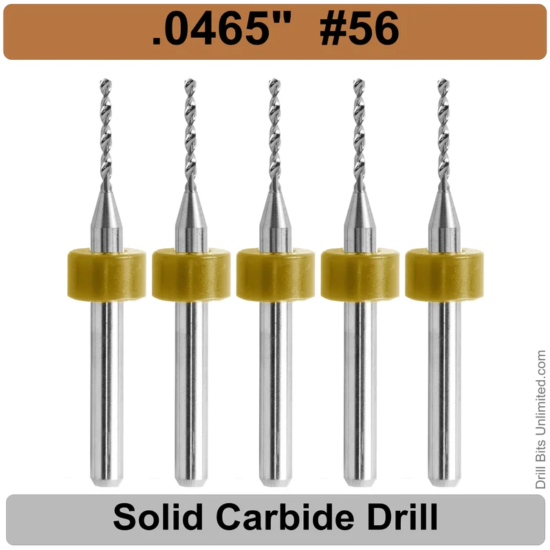 0.0465" (#56) Solid Carbide PCB Drill Bit Set, 5-Piece, 1/8" Shank