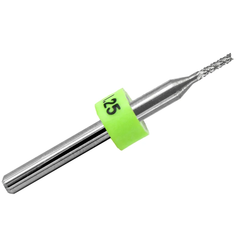 0.0492" (1.25mm) Diamond Flute Carbide Router, 6mm LOC, Up Cut, Fish Tail R120