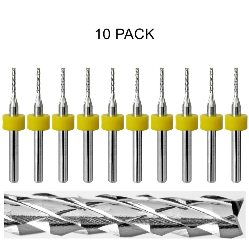 0.050" / 1.25mm Diamond Flute Router, Fish Tail, .330" LOC, 1/8" Shank | Lightly Used 10 Pc URD120