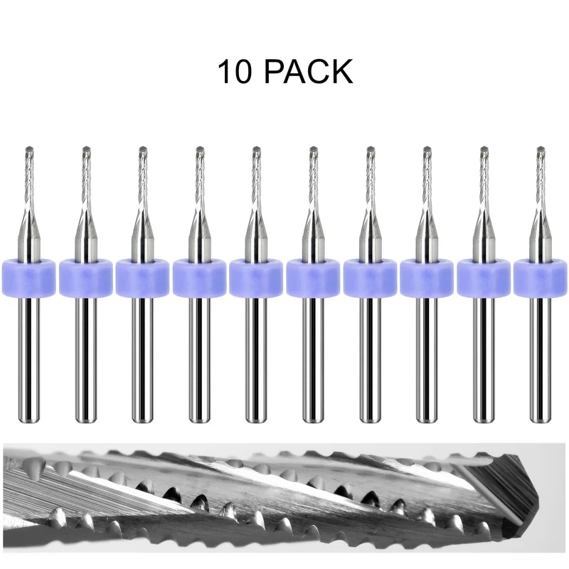 0.0512" / 1.30mm Chip Breaker Router, Drill Point, .300" LOC, 1/8" Shank | Lightly Used 10 Pc URC136