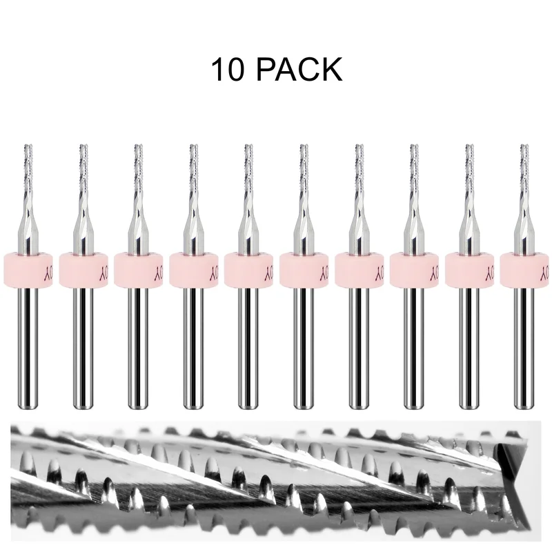 0.055" / 1.40mm Chip Breaker Router, Fish Tail, .400" LOC, 1/8" Shank | Lightly Used 10 Pc URC140