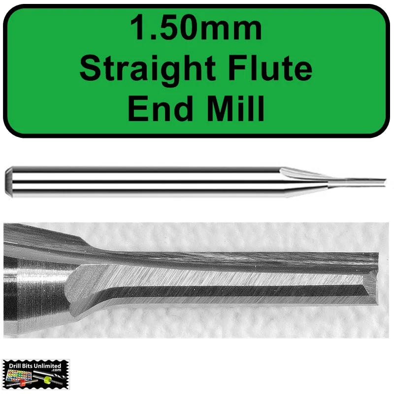 0.0591" (1.50mm) 2-Flute Straight Flute Carbide End Mill  For Wood, Plastic and Acrylic M234