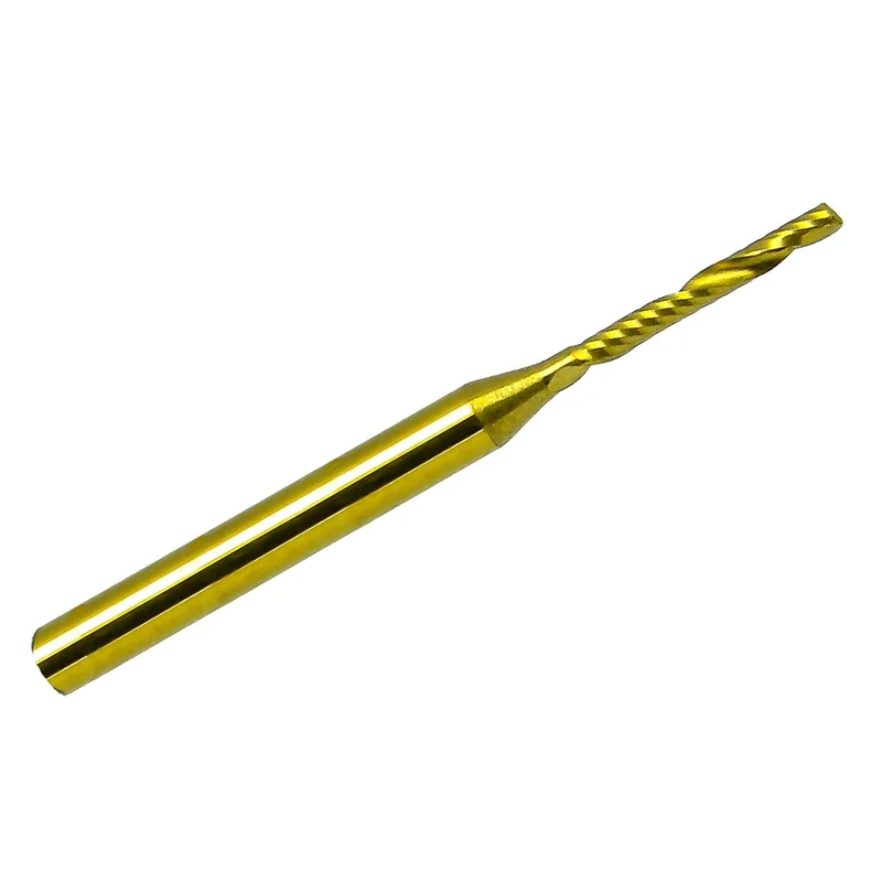 0.0591" (1.50mm) x 12mm Flute Length Single O-Flute Carbide End Mill, TiN Coated, 1/8" Shank M130