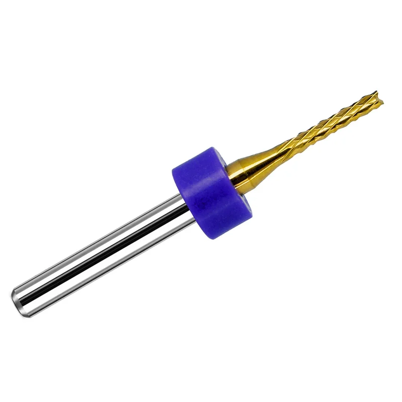 0.0625" (1/16) Diamond Flute Carbide Router Bit - Titanium Nitride Coated - Down Cut - Fish Tail Tip - .400" LOC - 1/8" Shank - R177