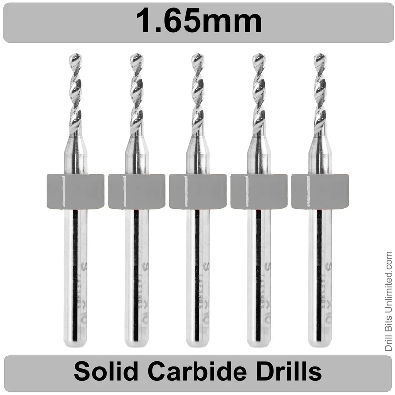 0.0650" (1.65mm) Solid Carbide PCB Drill Bit Set, 5-Piece, 1/8" Shank