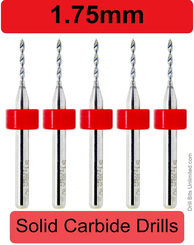 0.0690" (1.75mm) Solid Carbide PCB Drill Bit Set, 5-Piece, 1/8" Shank