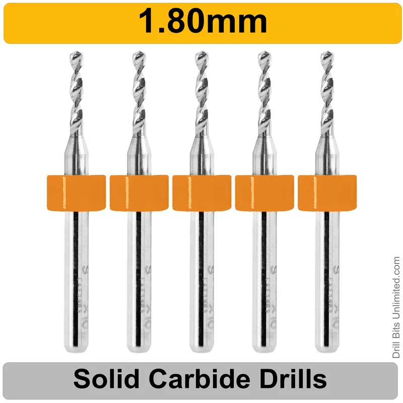 0.0710" (1.8mm) Solid Carbide PCB Drill Bit Set, 5-Piece, 1/8" Shank