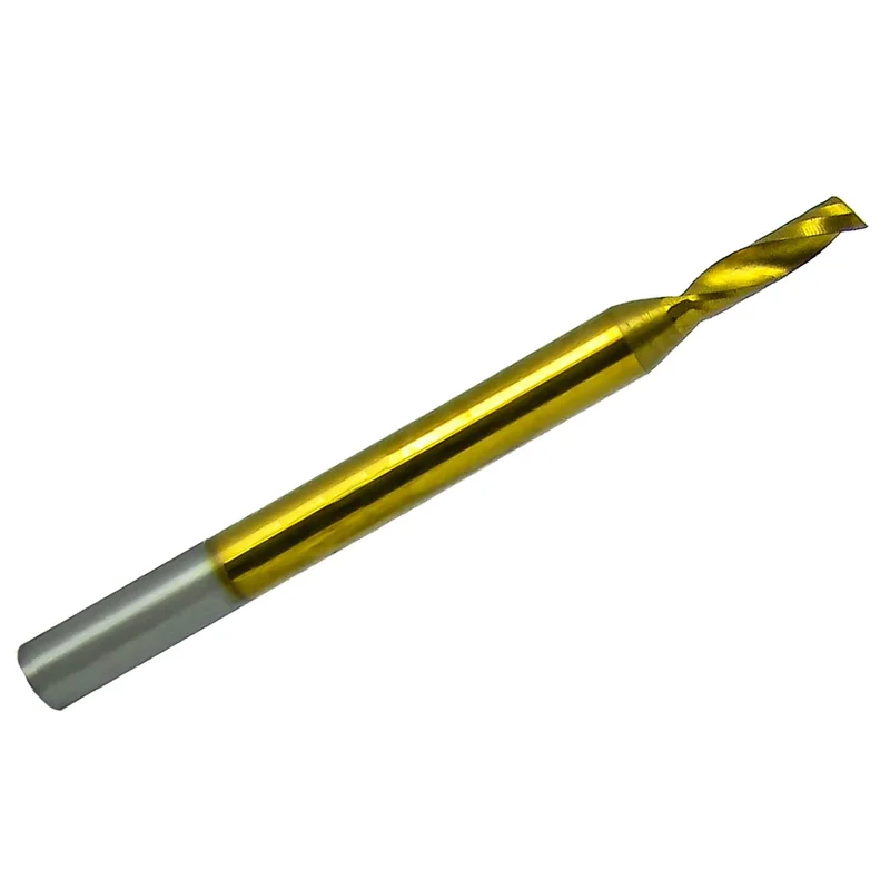 0.0787" (2.00mm) x 6mm Flute Length Single O-Flute Carbide End Mill, TiN Coated, 1/8" Shank M125