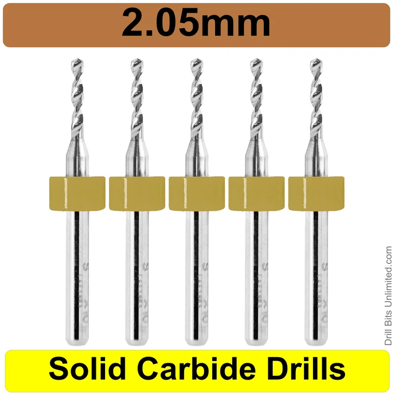 0.0810" (2.05mm, #46) Solid Carbide PCB Drill Bit Set, 5-Piece, 1/8" Shank