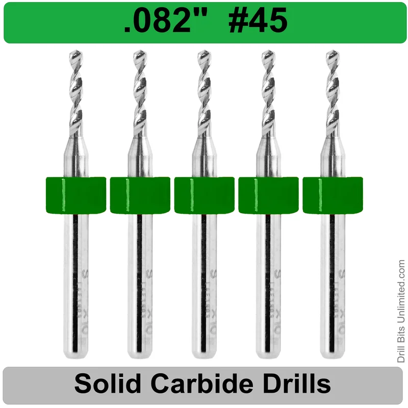 0.0820" (#45) Solid Carbide PCB Drill Bit Set, 5-Piece, 1/8" Shank