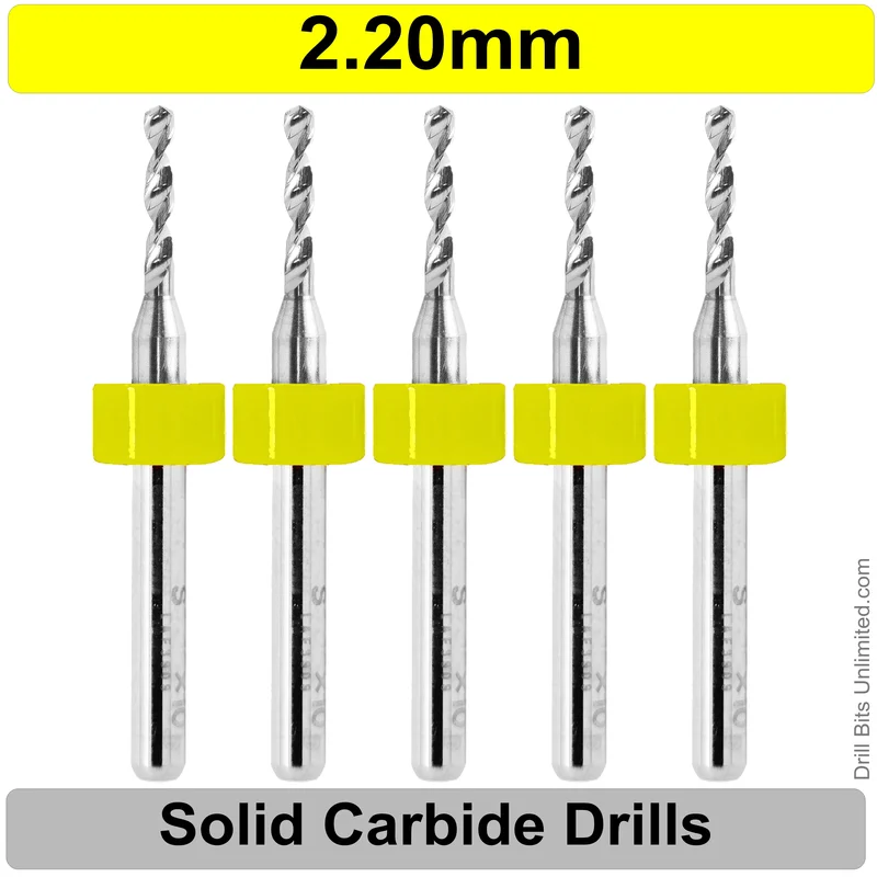 0.0860" (2.2mm, #44) Solid Carbide PCB Drill Bit Set, 5-Piece, 1/8" Shank