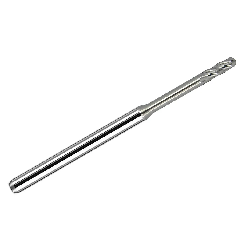 0.0900" 4-Flute Extended Reach Ball Nose Carbide End Mill, Uncoated, 1/8" Shank K151