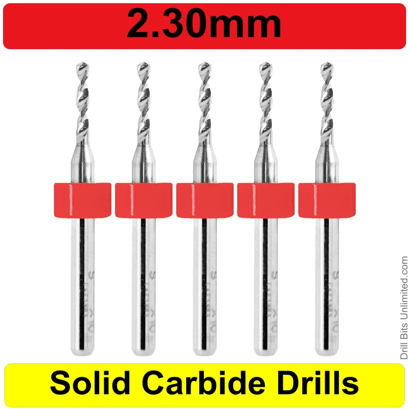 0.0906" (2.3mm) Solid Carbide PCB Drill Bit Set, 5-Piece, 1/8" Shank