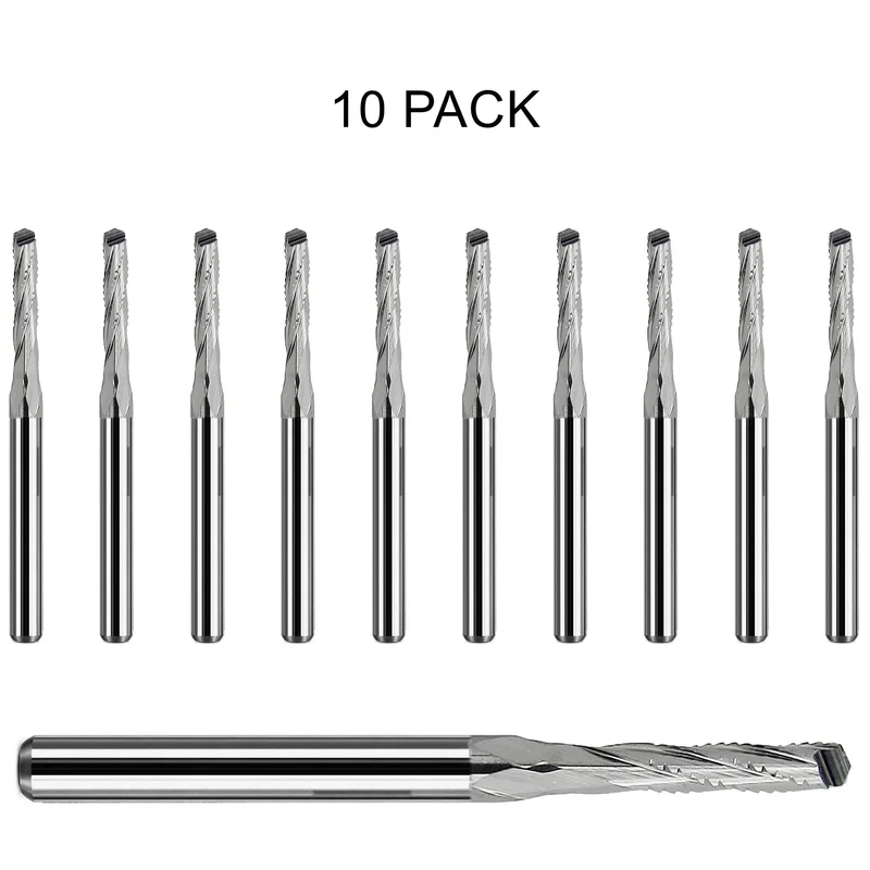 0.09375" / 3/32" Chip Breaker Router, Drill Point, .400" LOC, 1/8" Shank | Lightly Used 10 Pc URC167