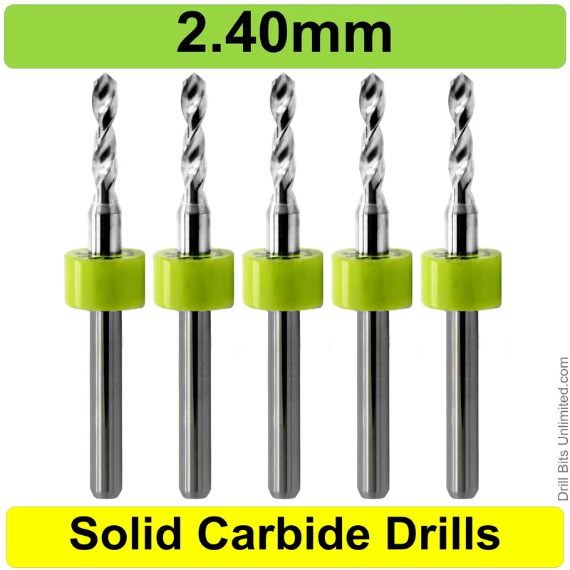 0.0945" (2.4mm) Solid Carbide PCB Drill Bit Set, 5-Piece, 1/8" Shank