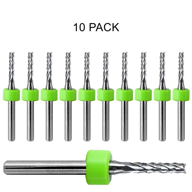 0.0945" / 3/32" Diamond Flute Router, Fish Tail, .400" LOC, 1/8" Shank | Lightly Used 10 Pc URD155