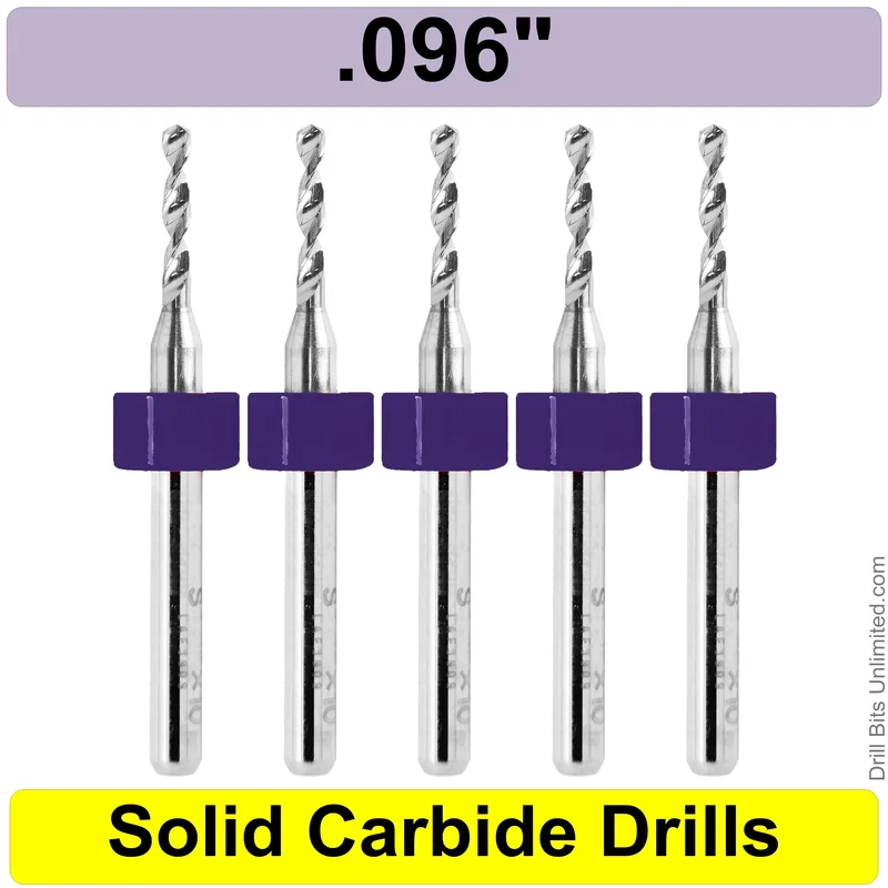 0.0960" (#41) Solid Carbide PCB Drill Bit Set, 5-Piece, 1/8" Shank