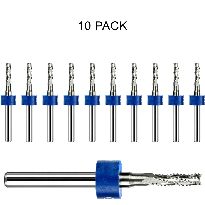 0.098" / 2.50mm Chip Breaker Router, Fish Tail, .400" LOC, 1/8" Shank | Lightly Used 10 Pc URC171