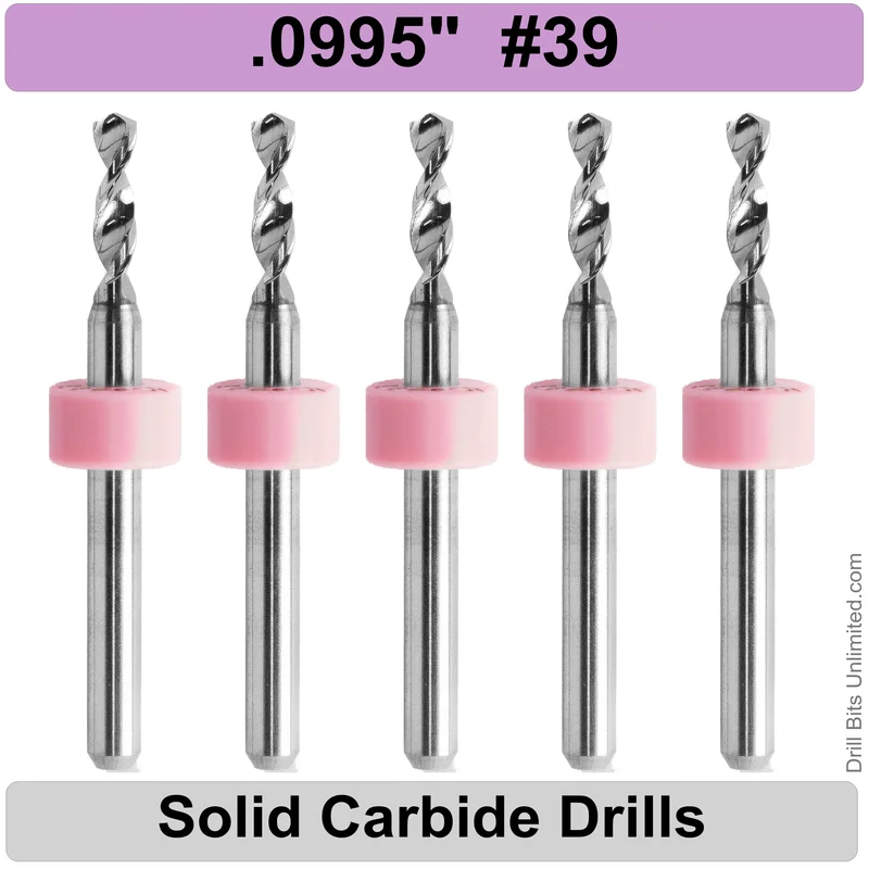 0.0995" (#39) Solid Carbide PCB Drill Bit Set, 5-Piece, 1/8" Shank