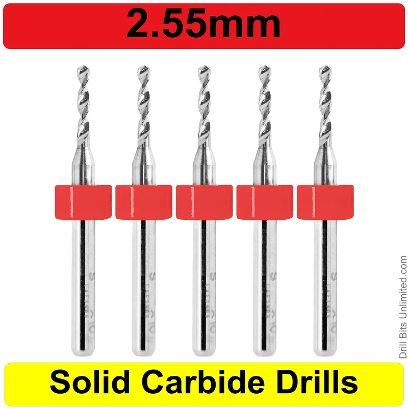 0.1004" (2.55mm) Solid Carbide PCB Drill Bit Set, 5-Piece, 1/8" Shank