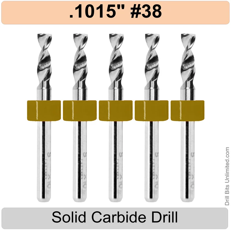 0.1015" (#38) Solid Carbide PCB Drill Bit Set, 5-Piece, 1/8" Shank