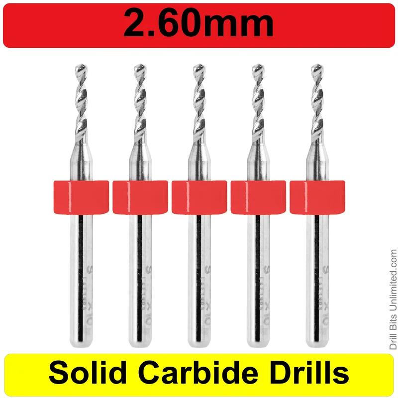 0.1024" (2.6mm) Solid Carbide PCB Drill Bit Set, 5-Piece, 1/8" Shank