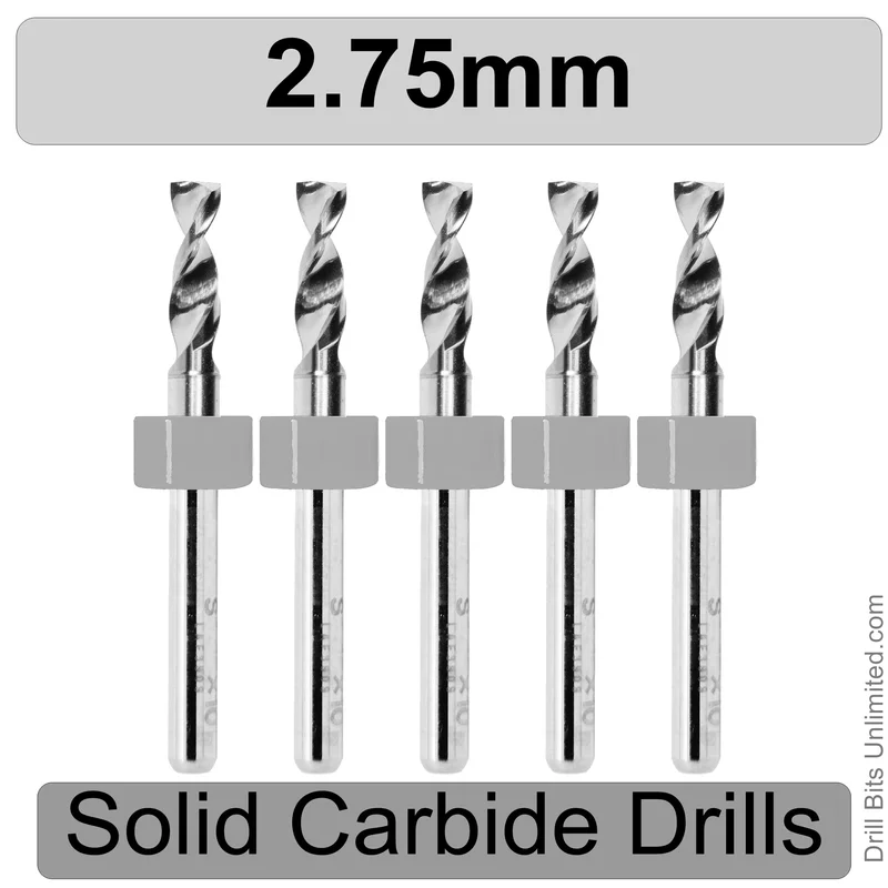 0.1083" (2.75mm) Solid Carbide PCB Drill Bit Set, 5-Piece, 1/8" Shank