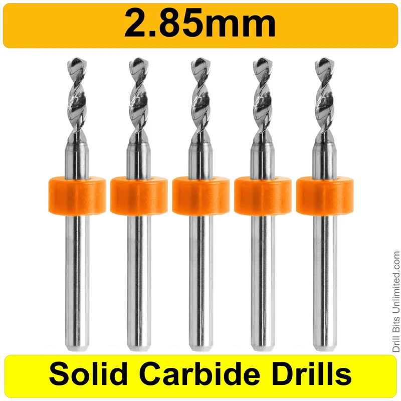 0.1120" (2.85mm) Solid Carbide PCB Drill Bit Set, 5-Piece, 1/8" Shank