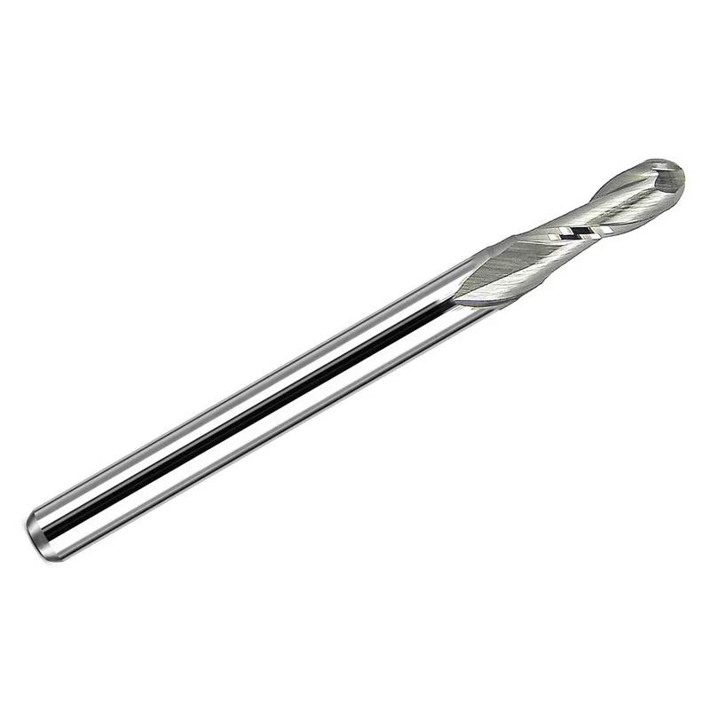 0.1150" Kyocera 2-Flute Ball Nose Carbide End Mill, Uncoated, 1/8" Shank, USA Made 1625-1150.345 K182