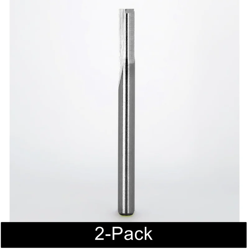 0.116" Solid Carbide Straight Flute End Mill 0.400" LOC 1/8" Shank 1.50" OAL Square End 2-Pack