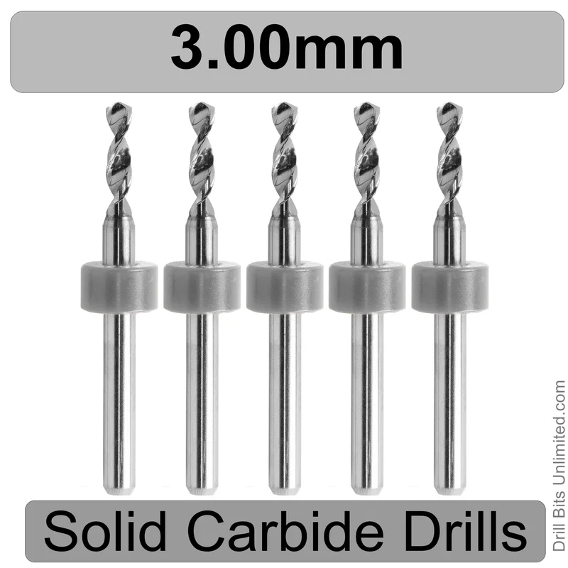 0.1180" (3mm) Solid Carbide PCB Drill Bit Set, 5-Piece, 1/8" Shank