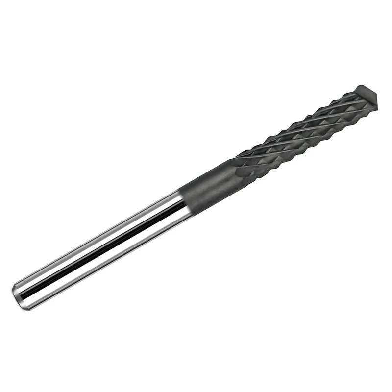 0.1180" Kyocera 3.00mm CVD Diamond Coated Diamond Flute Router Bit, Drill Point, Up Cut, 3mm Shank, USA Made K155