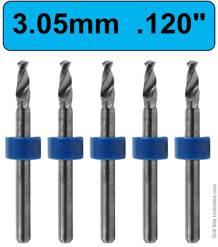 0.1200" (3.05mm, #31) Solid Carbide PCB Drill Bit Set, 5-Piece, 1/8" Shank