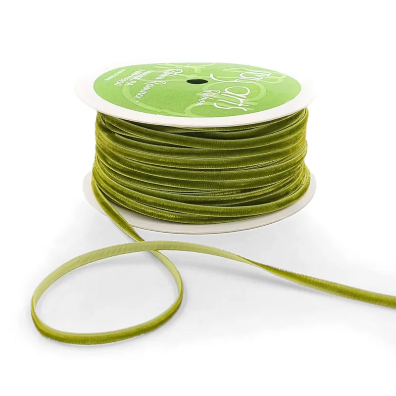 0.125" Sweetpea Green Velvet Ribbon