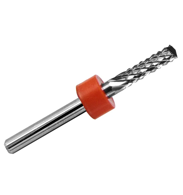 0.1250" (1/8) 3.175mm Diamond Flute Carbide Router, .472" LOC, Up Cut, Drill Point, 1/8" Shank R146