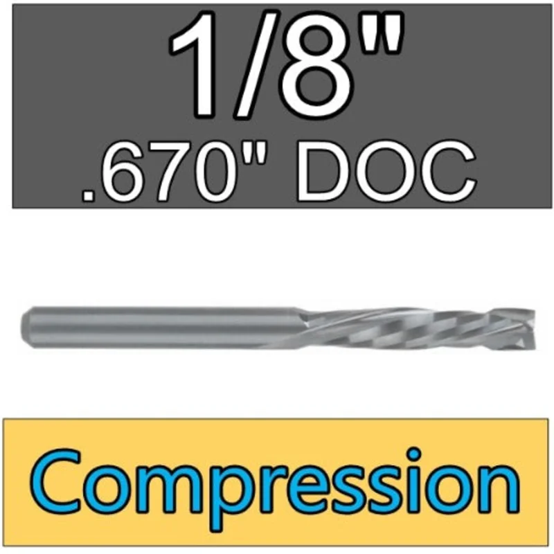 0.1250" (1/8") Diameter .670" LOC Compression End Mill M225