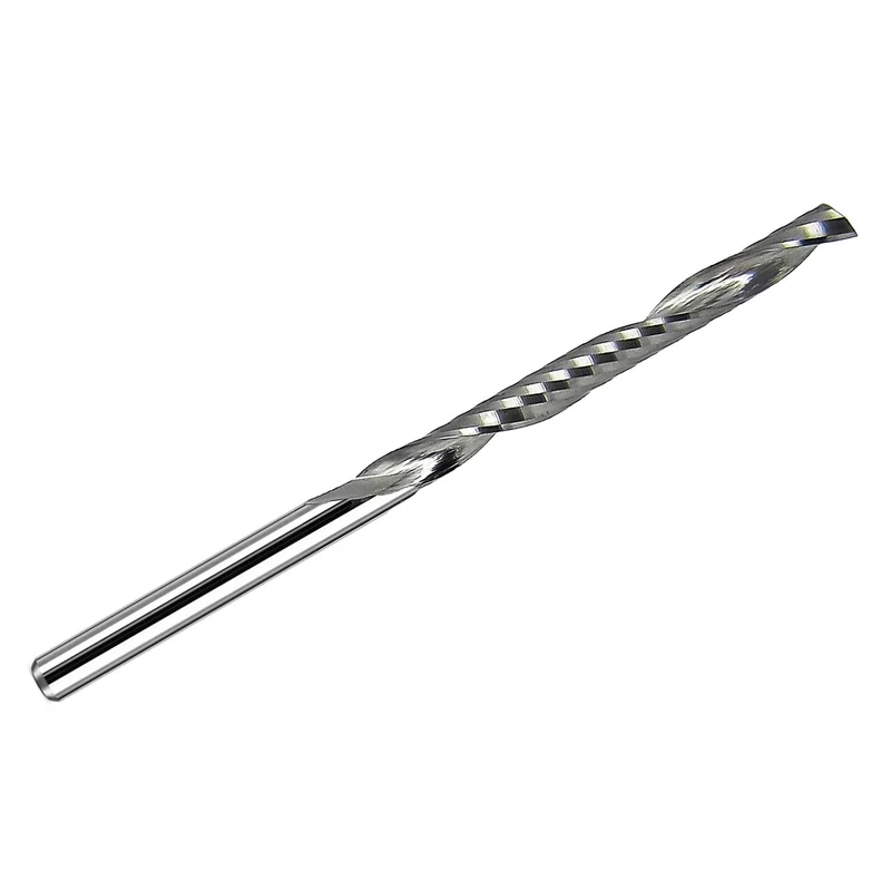 0.1250" (1/8") x 1.25" Flute Length Single O-Flute Carbide End Mill, Up Cut, 2.25" OAL, 1/8" Shank M123