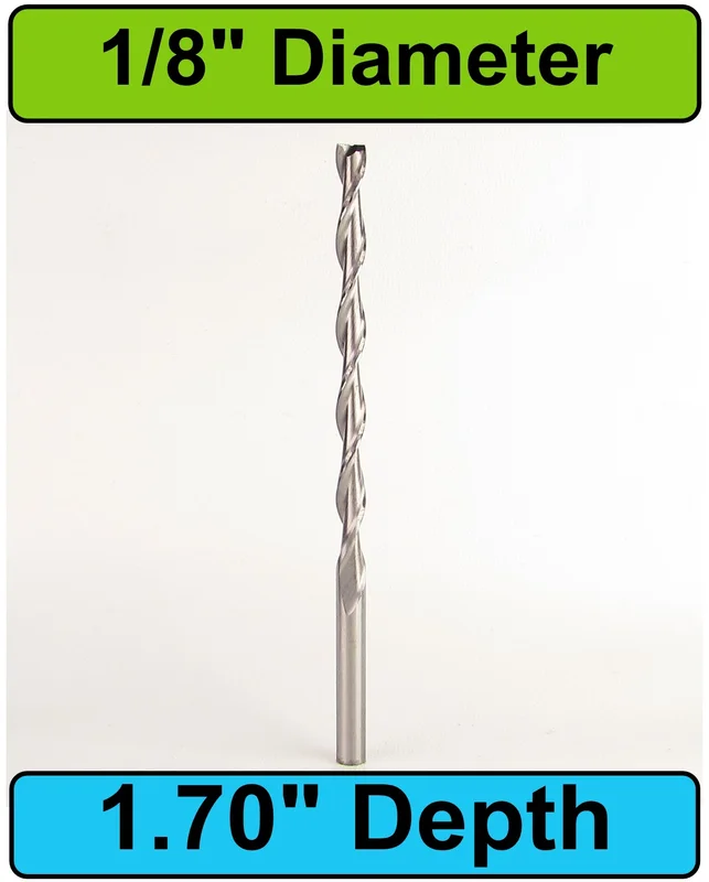0.1250" (1/8") x 1.70" LOC Up Cut Extended Flute Length 2-Flute Carbide End Mill M152